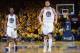 OAKLAND, CA - APRIL 28: Andrew Bogut #12 and Harrison Barnes #40 of the Golden State Warriors celebrate while playing the Denver Nuggets in Game Four of the Western Conference Quarterfinals during the 2013 NBA Playoffs on April 28, 2013 at the Oracle Aren