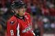 Sep 25, 2013; Washington, DC, USA; Washington Capitals right wing Alex Ovechkin (8) smiles while standing on the ice against the Nashville Predators in the second period at Verizon Center. The Capitals won 4-1. Mandatory Credit: Geoff Burke-USA TODAY Spo