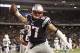 Dec 30, 2012; Foxborough, MA, USA; New England Patriots tight end Rob Gronkowski (87) celebrates after scoring a touchdown against the Miami Dolphins during the second half at Gillette Stadium. Mandatory Credit: Mark L. Baer-USA TODAY Sports