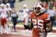 Dec 1, 2012; Indianapolis, IN, USA; Wisconsin Badgers running back Melvin Gordon (25) celebrates after scoring a touchdown against the Nebraska Corhuskers in the first half during the Big Ten championship game at Lucas Oil Stadium. Mandatory Credit: Rich