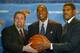 From left to right: James Dolan, Isiah Thomas, Steve Mills