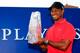 PONTE VEDRA BEACH, FL - MAY 12: Tiger Woods of the USA holds the winner's trophy after the final round of THE PLAYERS Championship at THE PLAYERS Stadium course at TPC Sawgrass on May 12, 2013 in Ponte Vedra Beach, Florida. (Photo by Sam Greenwood/Getty