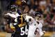Sep 22, 2013; Pittsburgh, PA, USA; Chicago Bears quarterback Jay Cutler (6) throws a pass under pressure from Pittsburgh Steelers linebacker LaMarr Woodley (56) during the first quarter at Heinz Field. Mandatory Credit: Jason Bridge-USA TODAY Sports