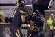 Missouri QB James Franklin (1) and RB Russell Hansbrough (32)