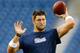 FOXBORO, MA - AUGUST 29: Tim Tebow #5 of the New England Patriots warms up prior to the preseason game against the New York Giants at Gillette Stadium on August 29, 2013 in Foxboro, Massachusetts. (Photo by Jared Wickerham/Getty Images)