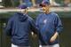 CLEVELAND, OH - MAY 31: Managers Joe Maddon #70 of the Tampa Bay Rays and Terry Francona #17 of the Cleveland Indians shake hands before discussing the weather during a rain delay at Progressive Field on May 31, 2013 in Cleveland, Ohio. (Photo by Jason Mi