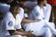 Aug 14, 2013; Denver, CO, USA; Colorado Rockies starting pitcher Jorge De La Rosa (29) watches from the dugout during the seventh inning against the San Diego Padres at Coors Field. Mandatory Credit: Chris Humphreys-USA TODAY Sports