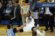 May 2, 2013; Oakland, CA, USA; Golden State Warriors center Andrew Bogut (12) dunks the ball above Denver Nuggets center JaVale McGee (34) during the third quarter of game six of the first round of the 2013 NBA Playoffs at Oracle Arena. Mandatory Credit: