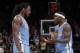 OAKLAND, CA - NOVEMBER 29: Ty Lawson #3 and Kenneth Faried #35 of the Denver Nuggets talk during a game against the Golden State Warriors on November 29, 2012 at Oracle Arena in Oakland, California. NOTE TO USER: User expressly acknowledges and agrees tha
