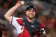 Aug 13, 2013; Atlanta, GA, USA; Atlanta Braves catcher Brian McCann (16) smiles during the game against the Philadelphia Phillies at Turner Field. Mandatory Credit: Kevin Liles-USA TODAY Sports
