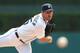 DETROIT, MI - AUGUST 22: Justin Verlander #35 of the Detroit Tigers warms up prior to the start of the game against the Minnesota Twins at Comerica Park on August 22, 2013 in Detroit, Michigan. (Photo by Leon Halip/Getty Images)
