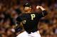 PITTSBURGH, PA - OCTOBER 01: Francisco Liriano #47 of the Pittsburgh Pirates pitches in the first inning against the Cincinnati Reds during the National League Wild Card game at PNC Park on October 1, 2013 in Pittsburgh, Pennsylvania. (Photo by Justin K