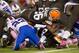 CLEVELAND, OH - OCTOBER 03: Running back Willis McGahee #26 of the Cleveland Browns dives in for a touch down during the first half against the Buffalo Bills at FirstEnergy Stadium on October 3, 2013 in Cleveland, Ohio. (Photo by Jason Miller/Getty Images