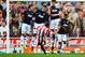SUNDERLAND, ENGLAND - OCTOBER 05: Emanuele Giaccherini of Sunderland takes a free kick defended by (L-R) Rafael, Robin van Persie, Michael Carrick and Nani of Manchester United during the Barclays Premier League match between Sunderland and Manchester Uni