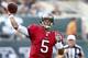 EAST RUTHERFORD, NJ - SEPTEMBER 8: Josh Freeman #5 of the Tampa Bay Buccaneers passes against the New York Jets during their game at MetLife Stadium on September 8, 2013 in East Rutherford, New Jersey. (Photo by Jeff Zelevansky/Getty Images)