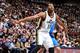SALT LAKE CITY, UT - APRIL 9: Derrick Favors #15 of the Utah Jazz battles for rebound position against the Oklahoma City Thunder at Energy Solutions Arena on April 9, 2013 in Salt Lake City, Utah. NOTE TO USER: User expressly acknowledges and agrees that,