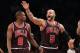 NEW YORK, NY - APRIL 04: Luol Deng #9 and Carlos Boozer #5 of the Chicago Bulls play against the Brooklyn Nets at the Barclays Center on April 4, 2013 in New York City. NOTE TO USER: User expressly acknowledges and agrees that, by downloading and/or using