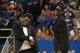 Andrew Wiggins (left) dances at KU's Late Night on the Phog.