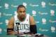 Sep 30, 2013; Waltham, MA, USA; Boston Celtics forward Jared Sullinger (7) talks with reporters during media day at the Celtics Practice Facility. Mandatory Credit: David Butler II-USA TODAY Sports