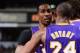 SACRAMENTO, CA - MARCH 30: Kobe Bryant #24 and Paul Gasol #16 talk with Dwight Howard #12 of the Los Angeles Lakers during a break in action against the Sacramento Kings on March 30, 2013 at Sleep Train Arena in Sacramento, California. NOTE TO USER: User