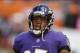 Oct 6, 2013; Miami Gardens, FL, USA; Baltimore Ravens running back Ray Rice (27) before a game against the Miami Dolphins at Sun Life Stadium. Mandatory Credit: Robert Mayer-USA TODAY Sports