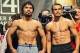Dec 7, 2012; Las Vegas, NV, USA; Manny Pacquiao (left) and Juan Manuel Marquez pose for a photo during their weigh-in the day before their fight at MGM Grand Garden Arena. Mandatory Credit: Joe Camporeale-USA TODAY Sports