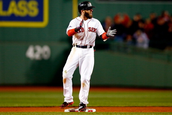 Boston Red Sox catcher Jarrod Saltalamacchia (39) celebrates as Detroit  Tigers' Jose Iglesias, right, leaves the field after the Red Sox beat the  Tigers 5-2 in Game 6 of the American League