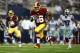 Oct 13, 2013; Arlington, TX, USA; Washington Redskins running back Alfred Morris (46) runs for a touchdown in the third quarter of the game against the Dallas Cowboys at AT&T Stadium. Mandatory Credit: Tim Heitman-USA TODAY Sports