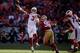 SAN FRANCISCO, CA - OCTOBER 13: Carson Palmer #3 of the Arizona Cardinals is pressured by Corey Lemonier #96 of the San Francisco 49ers at Candlestick Park on October 13, 2013 in San Francisco, California. (Photo by Ezra Shaw/Getty Images)