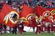 LANDOVER, MD - DECEMBER 21: A general view of the Washington Redskins cheer squad as the fly flags during the game of the Philadelphia Eagles on December 21, 2008 at FedEx Field in Landover, Maryland. (Photo by Kevin C. Cox/Getty Images)