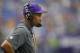 Oct 13, 2013; Minneapolis, MN, USA; Minnesota Vikings head coach Leslie Frazier watches as his team plays the Carolina Panthers at Mall of America Field at H.H.H. Metrodome. Panthers win 35-10. Mandatory Credit: Bruce Kluckhohn-USA TODAY Sports