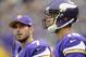 MINNEAPOLIS, MN - OCTOBER 13: Christian Ponder #7 and Matt Cassel #16 of the Minnesota Vikings look on during the fourth quarter of the game against the Carolina Panthers on October 13, 2013 at Mall of America Field at the Hubert H. Humphrey Metrodome in