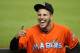 MIAMI, FL - SEPTEMBER 24: Pitcher Jose Fernandez #16 of the Miami Marlins jokes with fans prior to his team playing against the Philadelphia Phillies at Marlins Park on September 24, 2013 in Miami, Florida. The Phillies defeated the Marlins 2-1 to give Mi