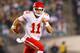PHILADELPHIA, PA - SEPTEMBER 19: Alex Smith #11 of the Kansas City Chiefs runs with the ball in the first quarter against the Philadelphia Eagles at Lincoln Financial Field on September 19, 2013 in Philadelphia, Pennsylvania. (Photo by Rich Schultz/Gett