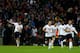 LONDON, ENGLAND - OCTOBER 15: Steven Gerrard of England (L) celebrates with team mates as he scores their second goal during the FIFA 2014 World Cup Qualifying Group H match between England and Poland at Wembley Stadium on October 15, 2013 in London, Eng