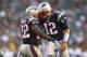 PHILADELPHIA, PA - AUGUST 09: Tom Brady #12 of the New England Patriots congratulates teammate Stevan Ridley #22 after he scored a touchdown in the first quarter against the Philadelphia Eagles on August 9, 2013 at Lincoln Financial Field in Philadelphi