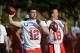 January 25, 2013; Ko Olina, HI, USA; AFC quarterback Andrew Luck of the Indianapolis Colts (12) and AFC quarterback Peyton Manning of the Denver Broncos (18) pass the ball during practice at AFC media day for the 2013 Pro Bowl at the JW Marriott Ihilani R