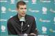Sep 30, 2013; Waltham, MA, USA; Boston Celtics head coach Brad Stevens talks with reporters during media day at the Celtics Practice Facility. Mandatory Credit: David Butler II-USA TODAY Sports