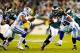 November 11, 2012; Philadelphia, PA, USA; Philadelphia Eagles running back LeSean McCoy (25) runs past Dallas Cowboys inside linebacker Bruce Carter (54) during the second half at Lincoln Financial Field. The Cowboys defeated the Eagles 38-23. Mandatory C