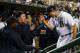 DETROIT, MI - OCTOBER 08: Max Scherzer #37 of the Detroit Tigers celebrates with teammates after getting the third out in the eighth inning against the Oakland Athletics during Game Four of the American League Division Series at Comerica Park on October