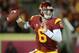 LOS ANGELES, CA - OCTOBER 10: Quarterback Cody Kessler #6 of the USC Trojans throws a pass against the Arizona Wildcats at Los Angeles Coliseum on October 10, 2013 in Los Angeles, California. (Photo by Stephen Dunn/Getty Images)