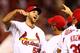 ST LOUIS, MO - OCTOBER 09: Michael Wacha #52 of the St. Louis Cardinals celebrates their 6 to 1 win over the Pittsburgh Pirates in Game Five of the National League Division Series at Busch Stadium on October 9, 2013 in St Louis, Missouri. (Photo by Elsa
