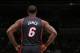 WASHINGTON, DC - OCTOBER 15: LeBron James #6 of the Miami Heat stands during free-throws against the Washington Wizards during the pre-season game at the Verizon Center on October 15, 2013 in Washington, DC. NOTE TO USER: User expressly acknowledges and a