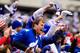 EAST RUTHERFORD, NJ - JANUARY 08: Fans of the New York Giants support their team against the Atlanta Falcons during their NFC Wild Card Playoff game at MetLife Stadium on January 8, 2012 in East Rutherford, New Jersey. (Photo by Chris Trotman/Getty Imag