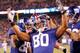 Jan 1, 2012; East Rutherford, NJ, USA; New York Giants wide receiver Victor Cruz (80) celebrates his touchdown during the first quarter against the Dallas Cowboys at MetLife Stadium. Mandatory Credit: William Perlman/The Star-Ledger via USA TODAY Sports