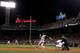 BOSTON, MA - OCTOBER 19: Victor Martinez #41 of the Detroit Tigers hits a single to deep left center against Franklin Morales #56 of the Boston Red Sox in the sixth inning scoring Miguel Cabrera #24 and Torii Hunter #48 of the Detroit Tigers during Game