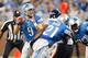 DETROIT, MI - SEPTEMBER 29: Matthew Stafford #9 of the Detroit Lions looks to pass while playing the Chicago Bears at Ford Field on September 29, 2013 in Detroit, Michigan. (Photo by Gregory Shamus/Getty Images)