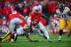 Oct 19, 2013; Columbus, OH, USA; Ohio State Buckeyes quarterback Braxton Miller (5) runs the ball during the fourth quarter against the Iowa Hawkeyes at Ohio Stadium. Mandatory Credit: Andrew Weber-USA TODAY Sports