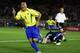 YOKOHAMA - JUNE 30: Ronaldo of Brazil celebrates after scoring opening goal during the Germany v Brazil, World Cup Final match played at the International Stadium Yokohama in Yokohama, Japan on June 30, 2002. Brazil won 2-0. (Photo by David Cannon/Getty