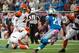 Oct 20, 2013; Detroit, MI, USA; Cincinnati Bengals kicker Mike Nugent (2) kicks the game winning field goal during the fourth quarter against the Detroit Lions at Ford Field. Bengals won 27-24. Mandatory Credit: Tim Fuller-USA TODAY Sports